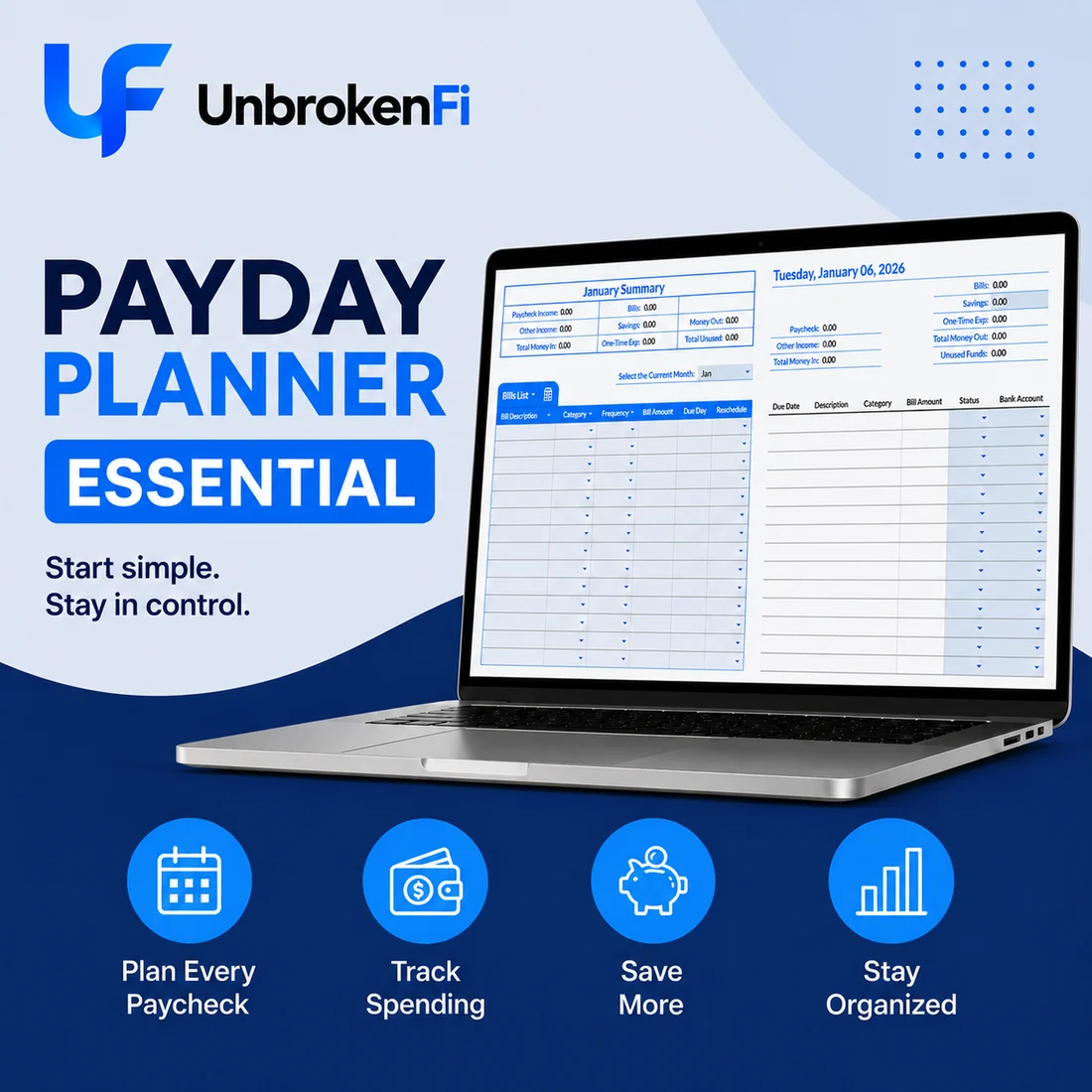 Payday Planner Essential by UnbrokenFi
